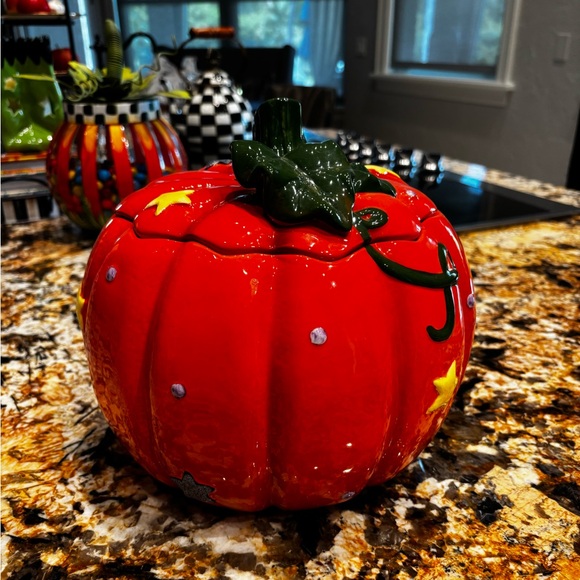🎃Ceramic Halloween whimsical PUMPKIN Canister Cookie Jar Jack-O-Lantern Pier One - Picture 3 of 7